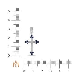 Крест с сапфирами и фианитом
