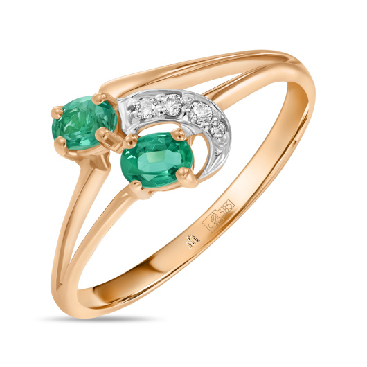 Кольцо с бриллиантами и изумрудами