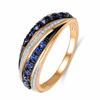 Кольцо с сапфирами и бриллиантами - фото 1