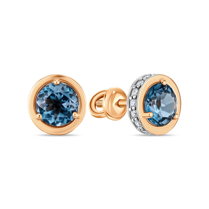 Серьги с топазами и фианитами - фото 1 Серьги с топазами и фианитами - фото 1