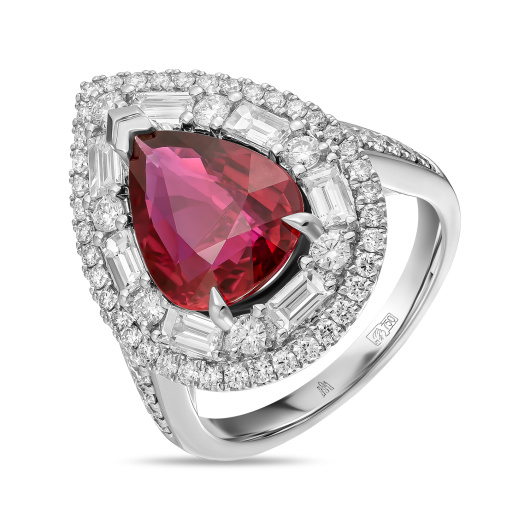 Кольцо с бриллиантами и рубином