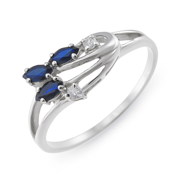 Кольцо с сапфирами и бриллиантами - фото 1