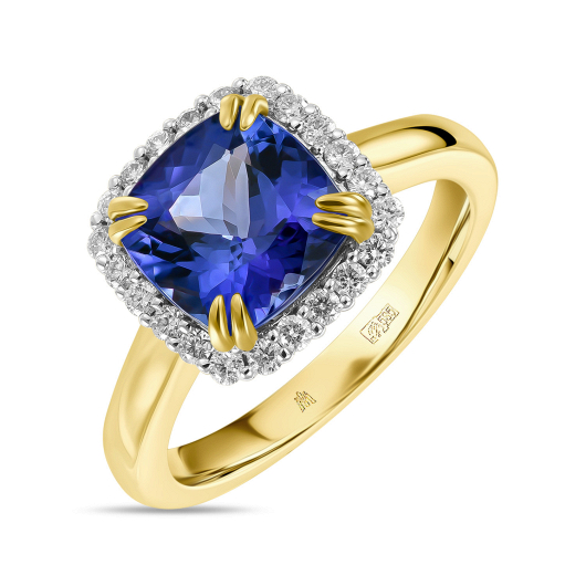 Кольцо с бриллиантами и танзанитом