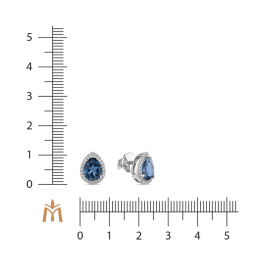 Серьги с лондон топазом и бриллиантами