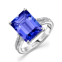 Кольцо с бриллиантами и танзанитом