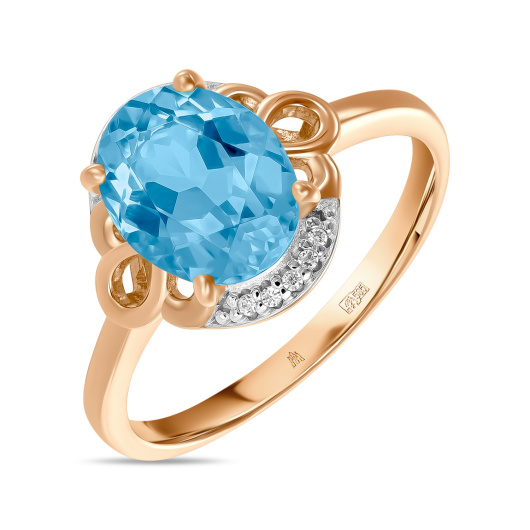 Кольцо с топазом и фианитом