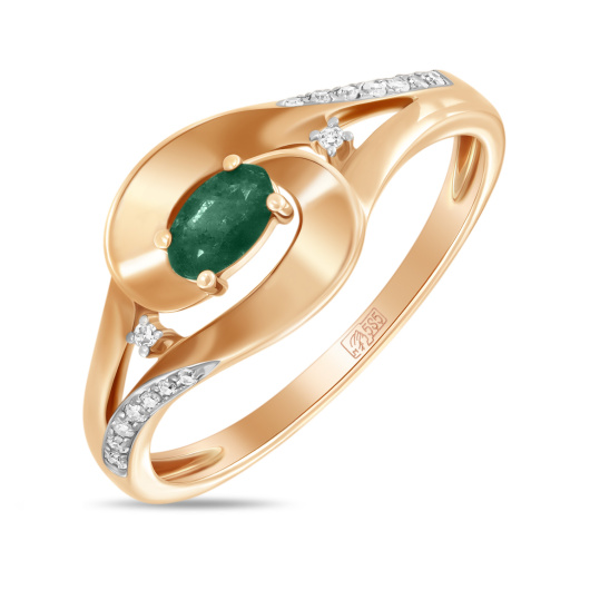 Кольцо с бриллиантами и изумрудом