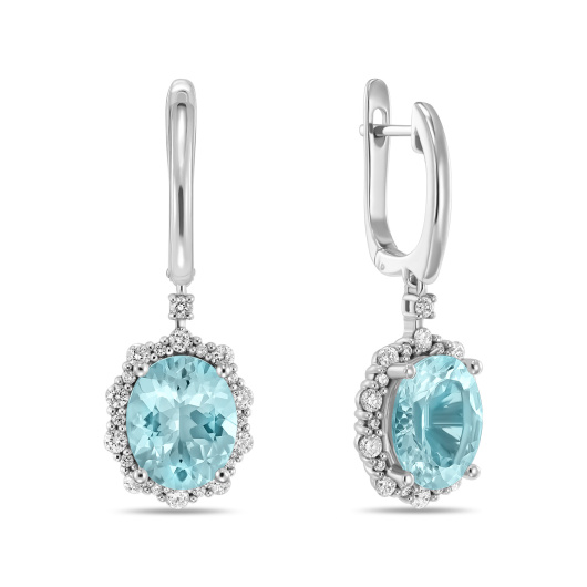 Серьги с аквамаринами и бриллиантами