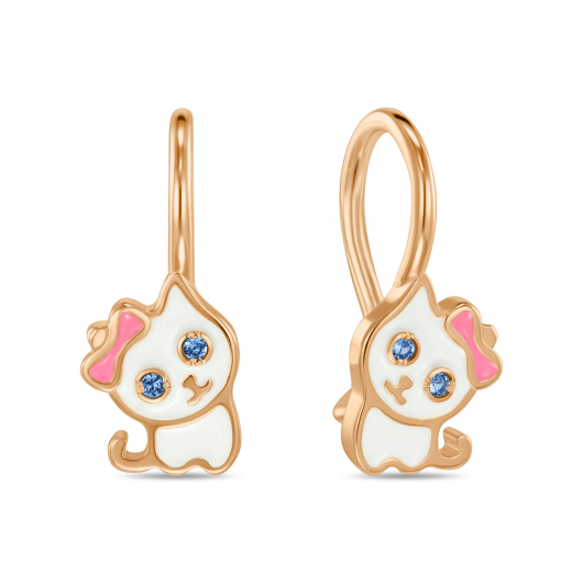 Серьги с фианитами и эмалью