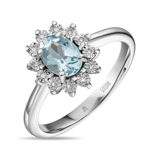 Кольцо с аквамарином и бриллиантами