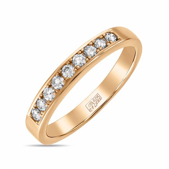 Обручальное кольцо-дорожка из красного золота с 9 бриллиантами (0,263 карат) R2022-D-0.29 - Фото 1