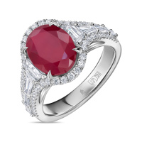 Кольцо с бриллиантами и облагороженным рубином - фото 1