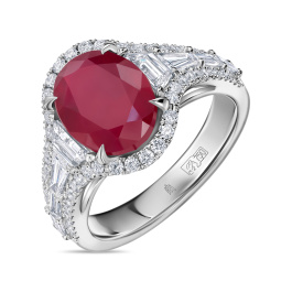 Кольцо с бриллиантами и облагороженным рубином