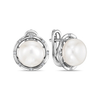 Серьги с жемчугом и бриллиантами - фото 1