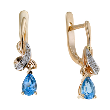 Серьги с топазом и бриллиантами - фото 1 Серьги с топазом и бриллиантами - фото 1