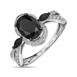 Кольцо с бриллиантами и цветными сапфирами