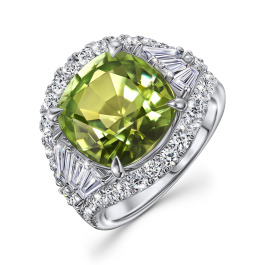 Кольцо с бриллиантом и турмалином