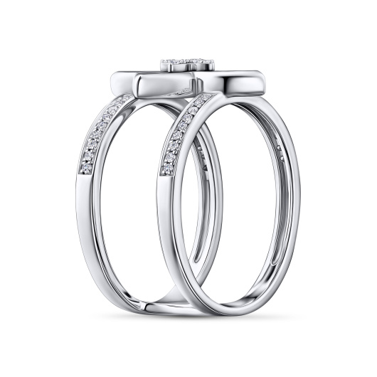 Кольцо с бриллиантами и перламутром