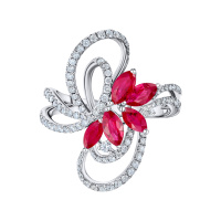 Кольцо с бриллиантами и рубинами - фото 3