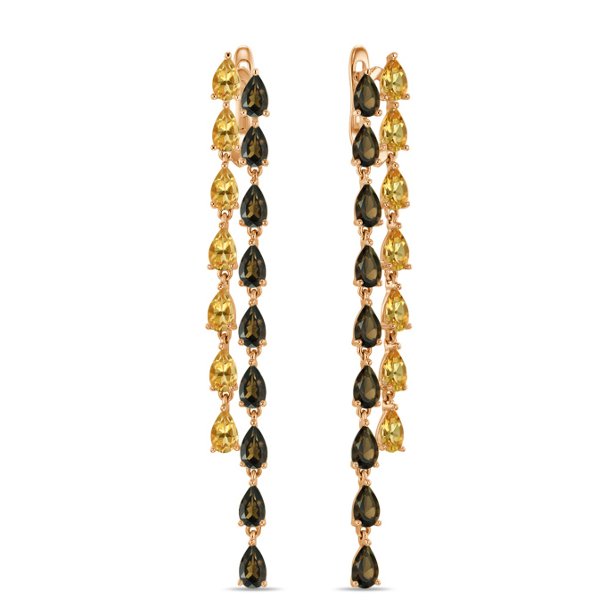 Серьги с цитринами и дымчатым кварцем - фото 1 Серьги с цитринами и дымчатым кварцем - фото 1