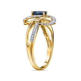 Кольцо с бриллиантами и сапфиром