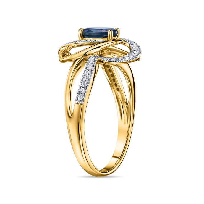 Кольцо с бриллиантами и сапфиром - фото 2