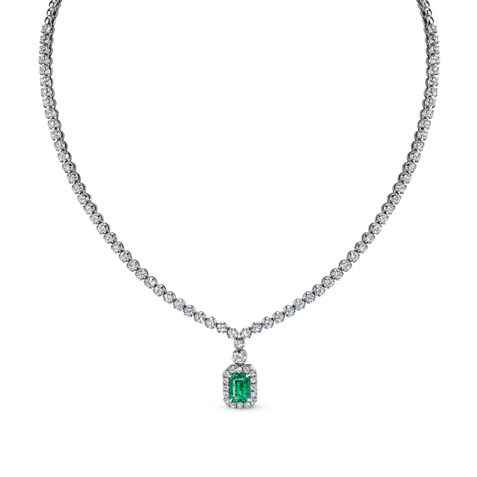 Колье с бриллиантами и изумрудом - фото 1