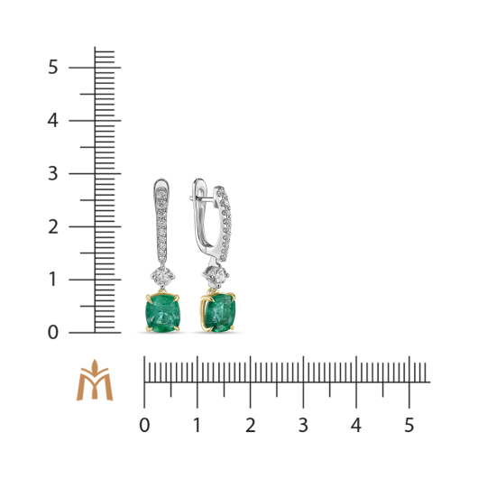 Серьги с бриллиантами и изумрудами