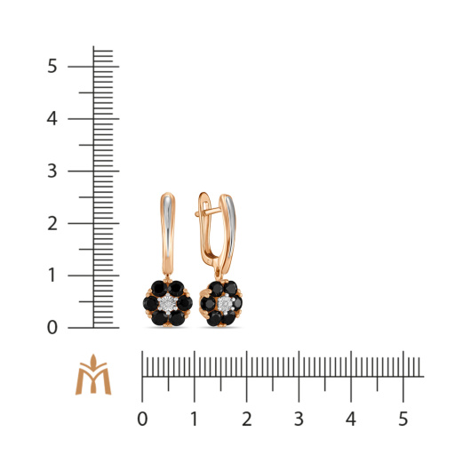 Серьги с бриллиантами и цветными сапфирами