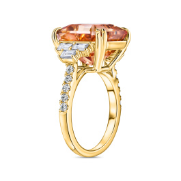 Кольцо с бриллиантами и турмалином