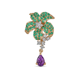 Подвеска с аметистом, изумрудами и бриллиантами