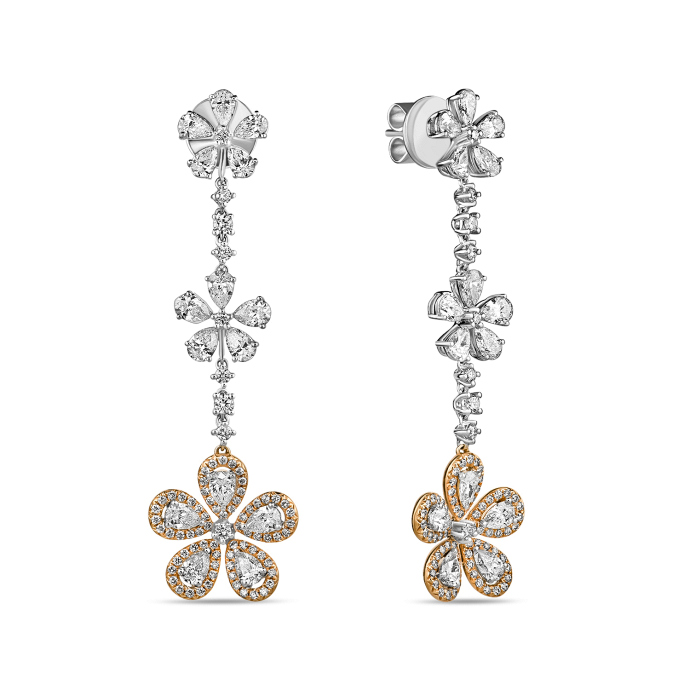 Серьги с бриллиантами и цветными бриллиантами - фото 1 Серьги с бриллиантами и цветными бриллиантами - фото 1