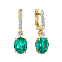 Серьги с бриллиантом и гидротермальным изумрудом - фото 1 Серьги с бриллиантом и гидротермальным изумрудом - фото 1