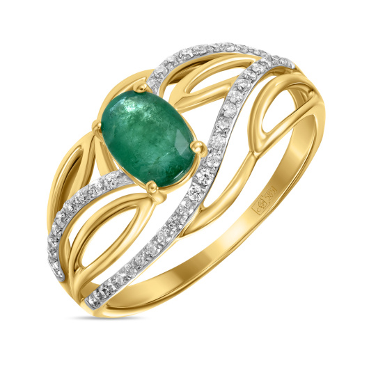 Кольцо с изумрудом и бриллиантами