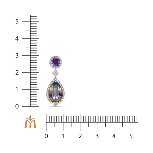 Подвеска с аметистом, бриллиантами и кварцем