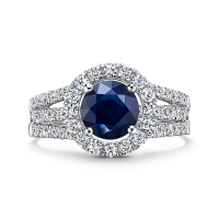 Кольцо с бриллиантами и сапфиром - фото 3