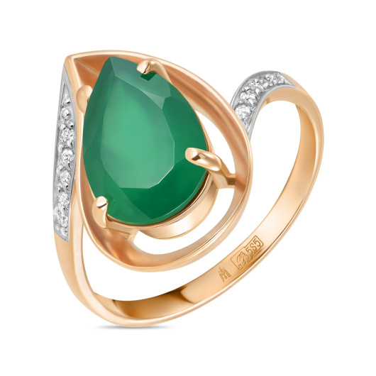 Кольцо с агатом и фианитом