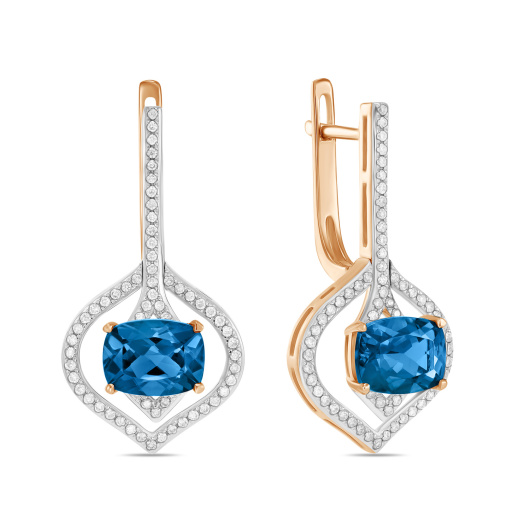 Серьги с топазом и бриллиантами