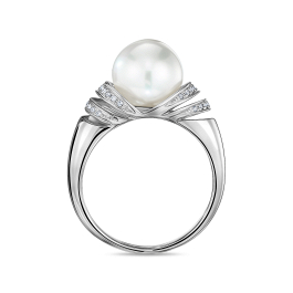 Кольцо с бриллиантами и жемчугом