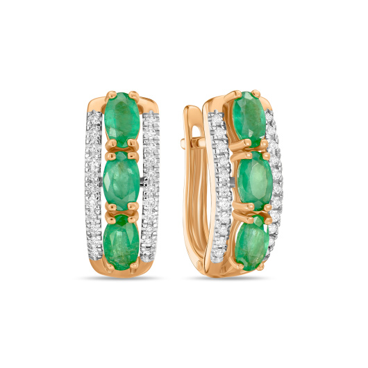 Серьги с бриллиантами и изумрудами