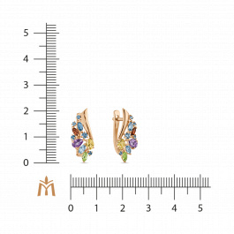 Серьги с аметистами, топазами, цитринами, гранатами, хризолитами, лондон топазом и фианитами