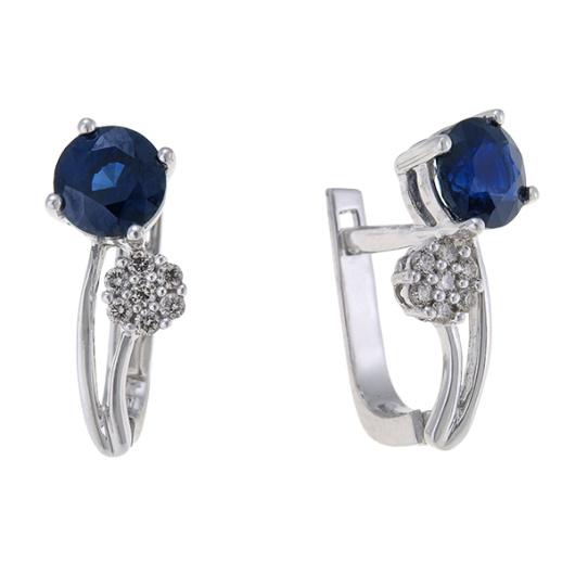 Серьги с бриллиантами и сапфирами