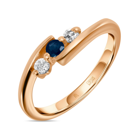 Кольцо с сапфиром и фианитом