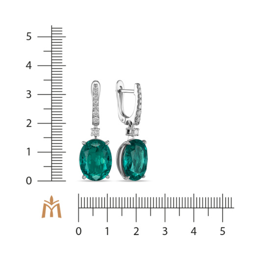 Серьги с бриллиантом и гидротермальным изумрудом