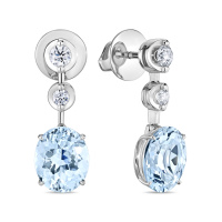 Серьги с аквамаринами и бриллиантами - фото 1