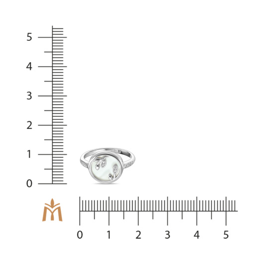 Кольцо с перламутром и фианитами
