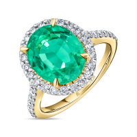 Кольцо с бриллиантом и гидротермальным изумрудом - фото 1 Кольцо с бриллиантом и гидротермальным изумрудом - фото 1