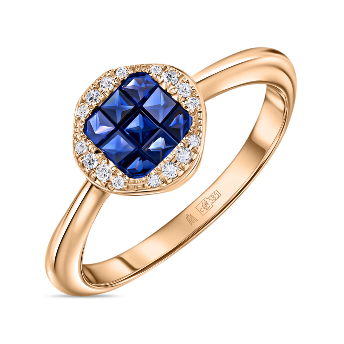 Кольцо с сапфирами и бриллиантами - фото 1