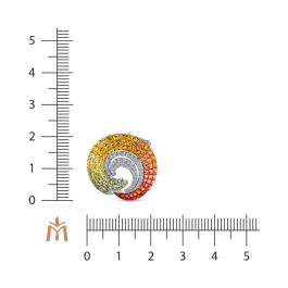 Кольцо с бриллиантами и цветными сапфирами