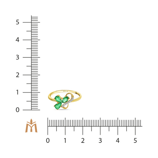 Кольцо с бриллиантами и изумрудами
